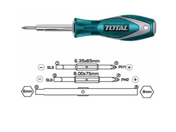 Bộ Tua Vít 6 Đầu - Total THT2506076